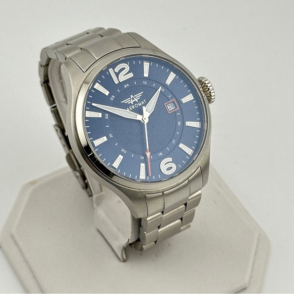 Aeromat Airspeed Azure Stainless Steel Mens 44mm Automatic Pilot Watch - Picture 3 of 7